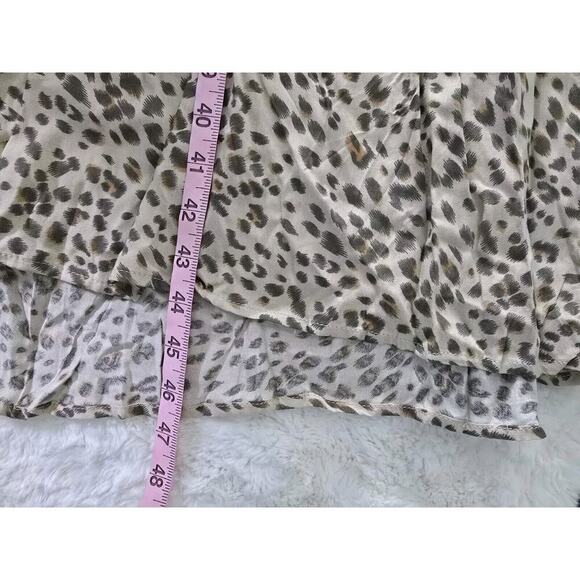 Petal + Pup Sleeveless Tiered Midi Tan Brown Leopard High Low Flowy Dress M/L - Picture 4 of 7